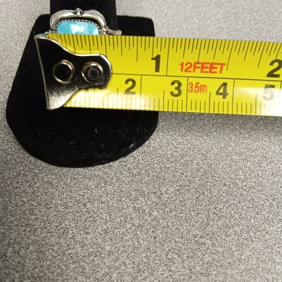 Navajo Handmade Sterling Silver & Turquoise Ring Size 8 - Picture 5 of 7